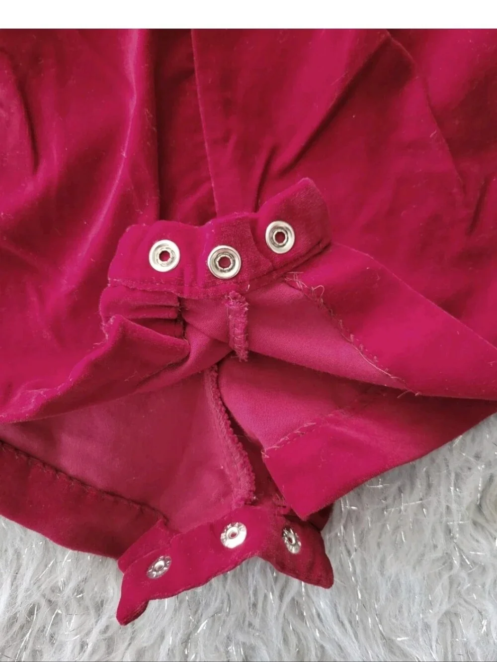 Vintage MCM Baby Velvet One Piece Overalls Red White Embroidered Elephant 18 M